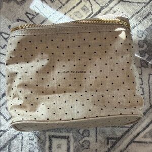 Polka Dot Lunch Bag with Gold Zipper